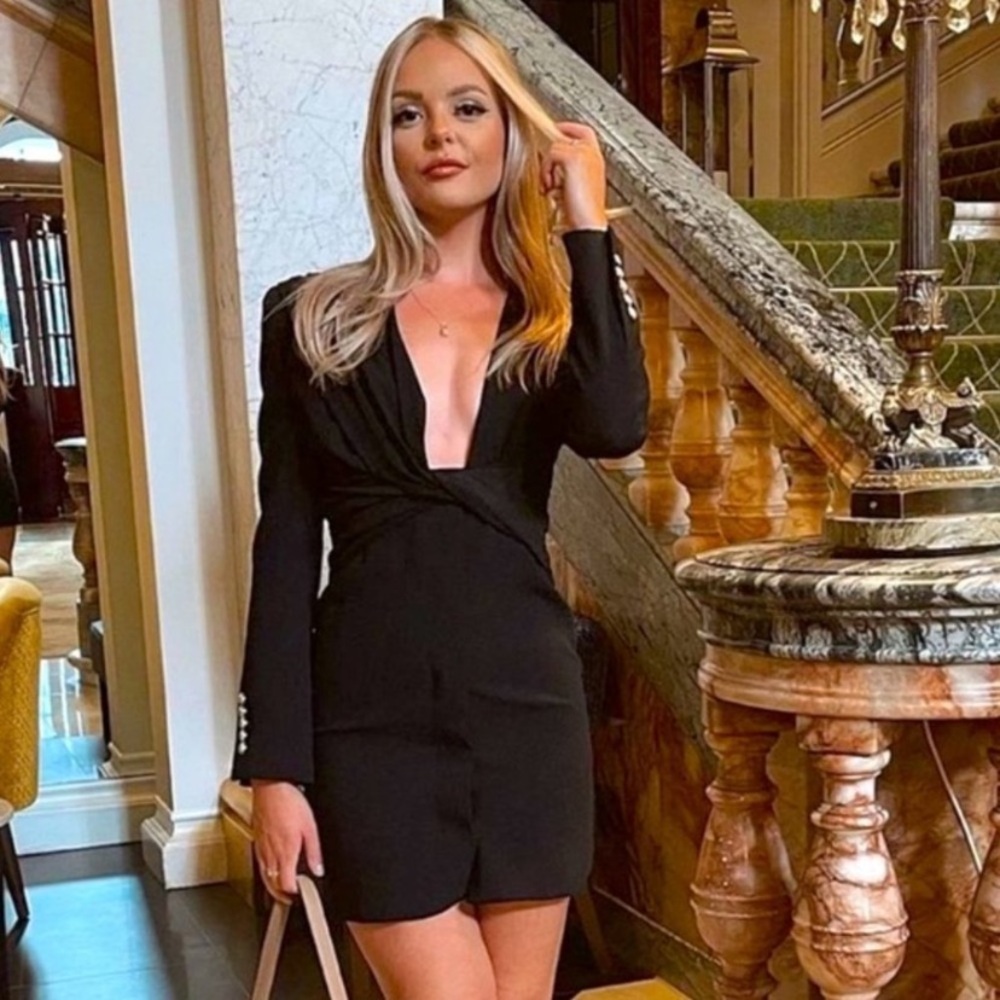 Zara Draped Blazer Dress Black Medium NWT